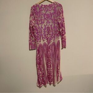 Southern Fried Chics Hot Pink Glitter Long Sequin Kimono, Size Small